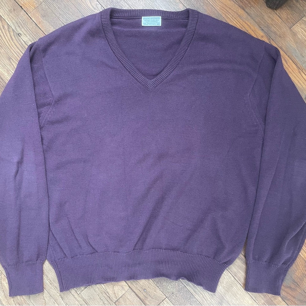 Vintage mens Brooks Brothers sea island cotton sweater - purple size 44